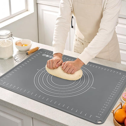 Extra Large Silicone Baking Mat for Countertops, Extra Thick 28" x 20" Non-Slip Pastry Mat with Raised Edges and Measurements, Food-Grade Dough Rolling Sheet for Kneading, Pizza, Bread,Fondant