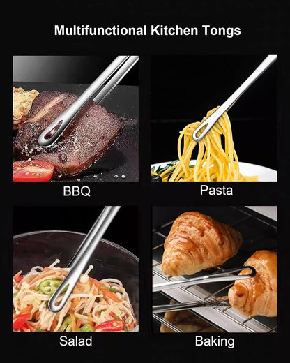 2 Pcs 11 Inches Korean BBQ Tongs Stainless Steel Grill Tongs Cooking Tweezers Japanese Barbecue Tong for Kitchen Cooking Salads Pasta Buffet Food Serving