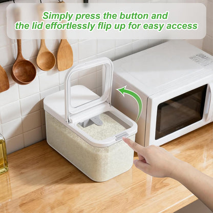 TBMAXS Versatile Storage Container Bin with Pop-up Lid & Scoop, Rice Flour Container Dog Cat Food Storage Container, Laundry Room Organization Household Essentials Kitchen Pantry Organizers