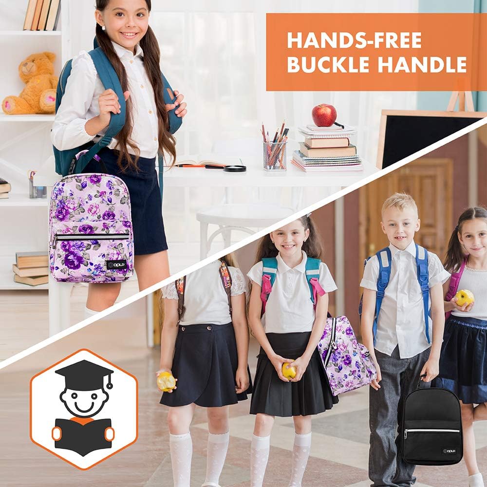 opux Lunch Box for Girls Boys Kids, Insulated Leakproof Lunch Bag, Reusable Teen Lunch Boxes for School, Medium Large lunchbox for Women Men Adult for Work with Front Back Pocket (Purple)