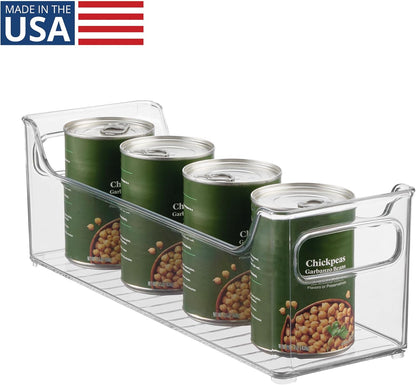 iDesign Stackable Plastic Pantry Bin with Handles, Set of 2, Clear | For Cabinets or Fridge, Made in USA