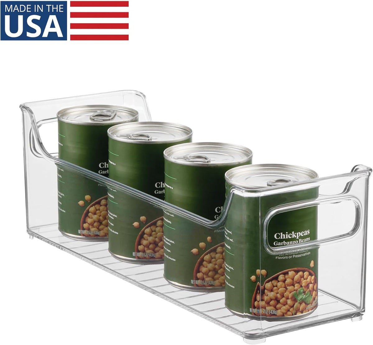 iDesign Stackable Plastic Pantry Bin with Handles, Set of 2, Clear | For Cabinets or Fridge, Made in USA