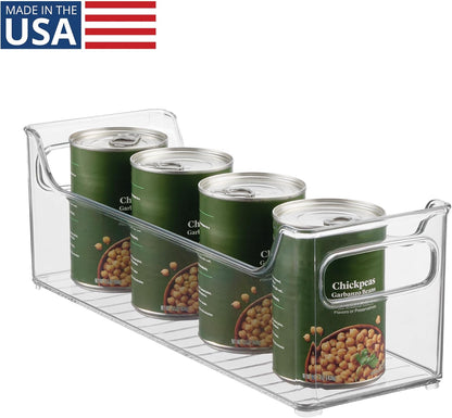 iDesign Stackable Plastic Pantry Bin with Handles, Set of 2, Clear | For Cabinets or Fridge, Made in USA