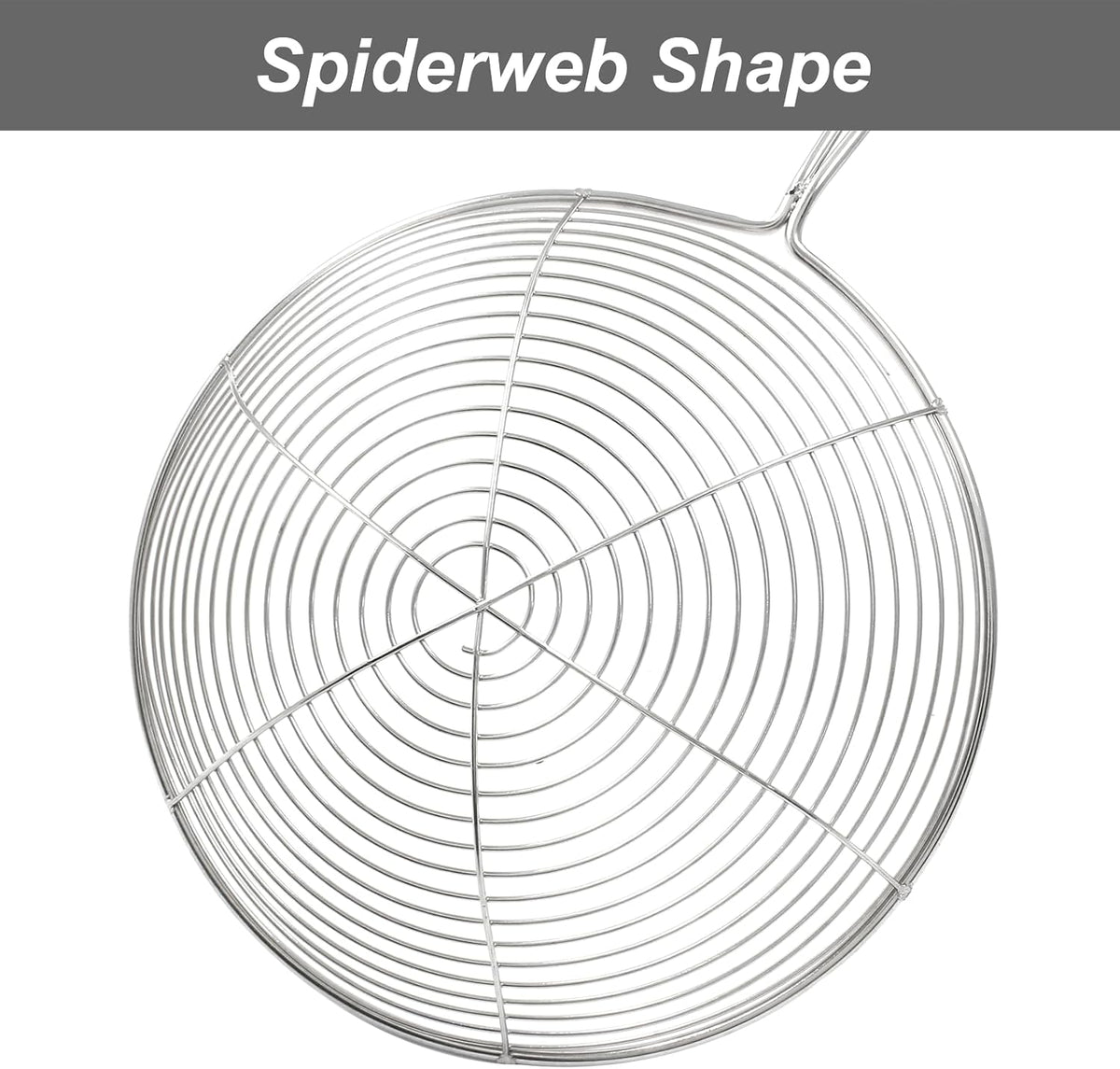 5.5" Stainless Steel Spider Strainer Skimmer Pasta Strainer Spoon for Frying and Cooking, Asian Strainer Ladle with Long Handle, 12.8" Long