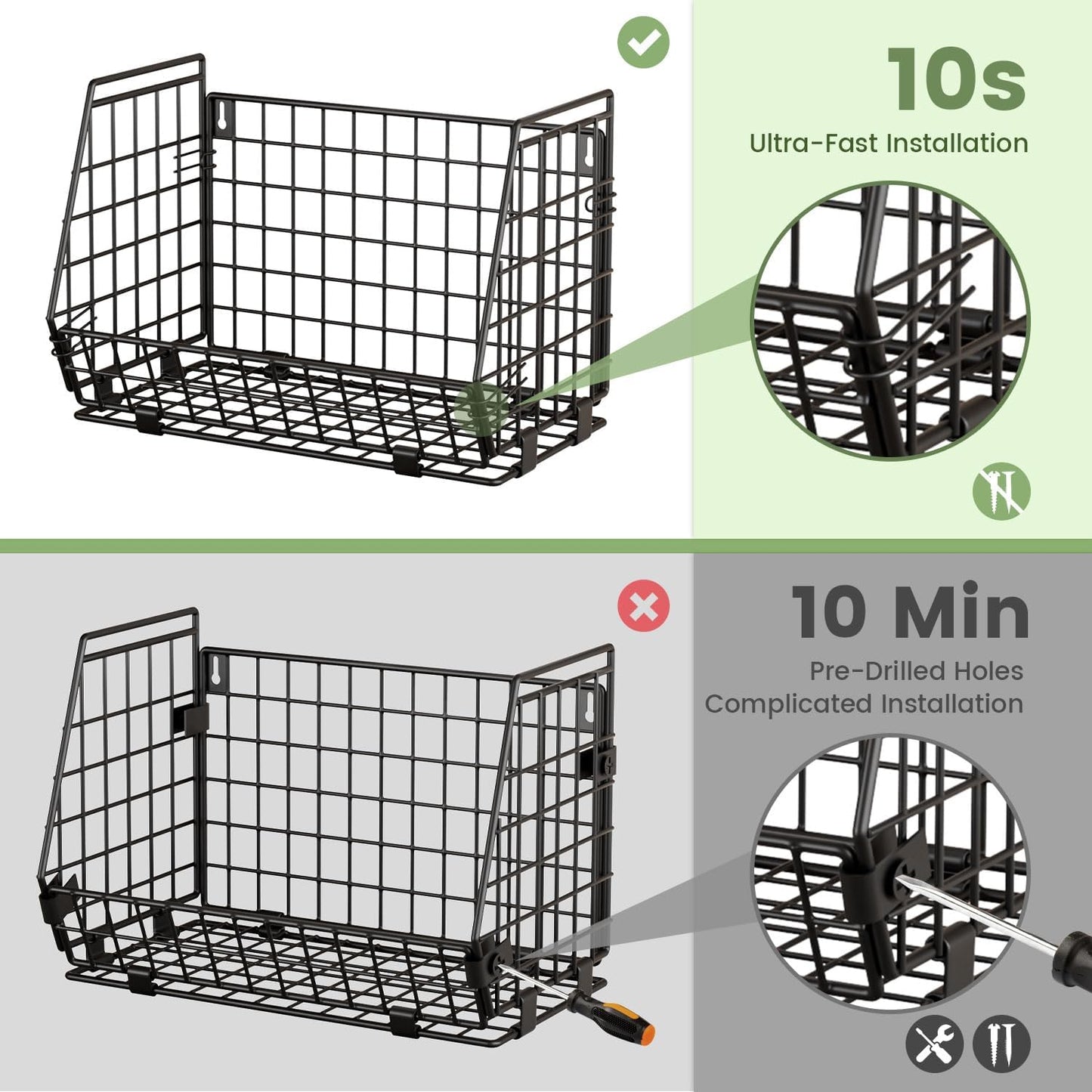 Wire Fruit Basket for Kitchen Storage: Hanging and Counter Basket for Vegetable Produce - Potato and Onion Storage for Pantry 3 Pack