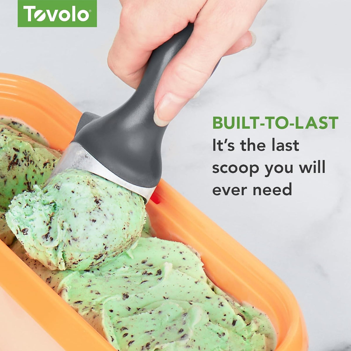 Tovolo Ice Cream Scoop Stratus Blue Dishwasher Safe Heavy Duty Ice Cream Scooper with Elevated Tilt Up Design, Heat Retaining Ice Cream Scoops with Non Slip Handle for Cookie Dough, Gelato, Sorbet