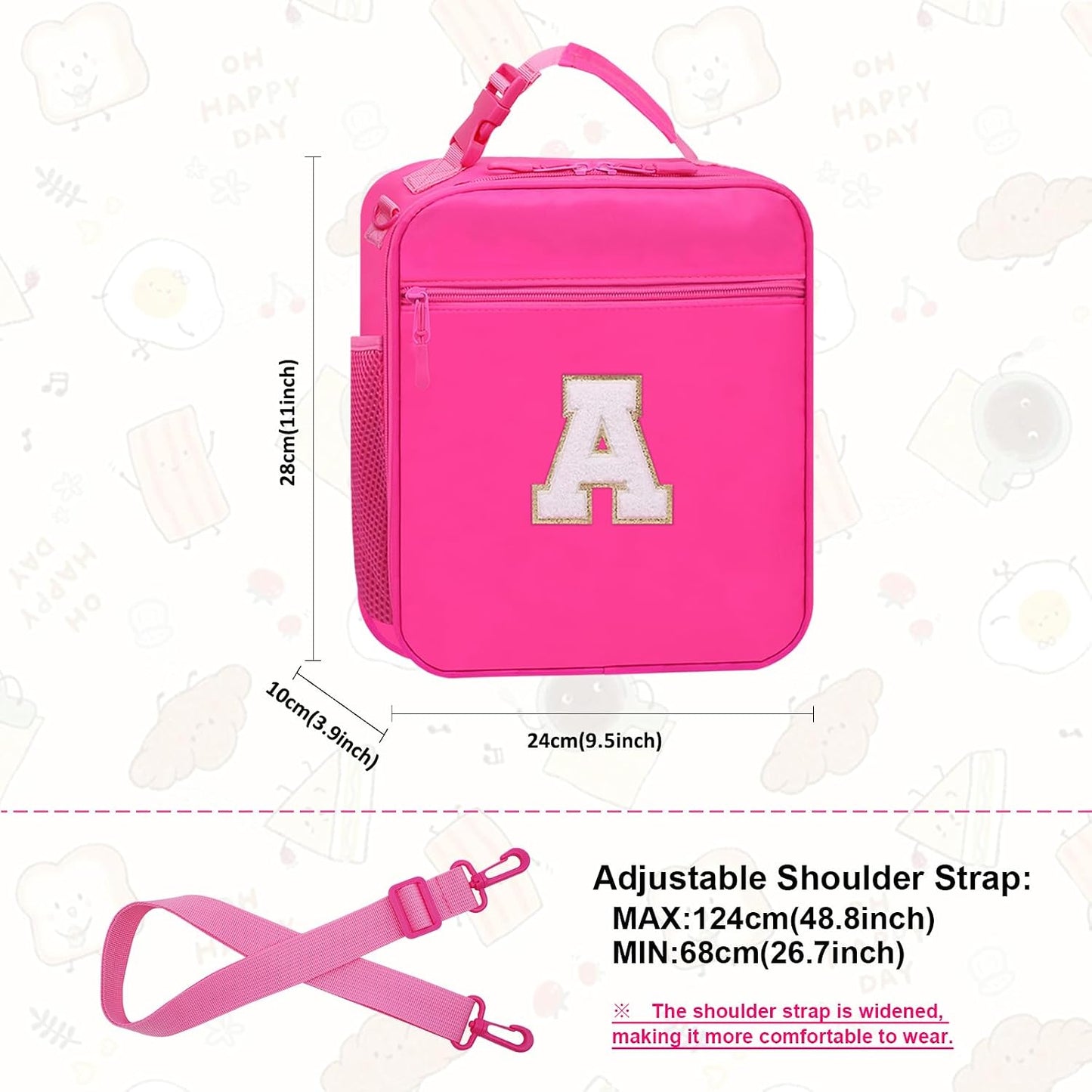 Lunch Box for Women Girls Adult Teens Kids Lunch Bag School Work Picnic Meal Food Container Carrier Purse Cooler,Insulated Lunch Tote with Handheld Shoulder Strap Water Bottle Holder Purple A