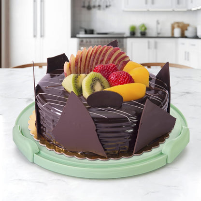 Zoofen Cake Carrier with Handle 10in Cake Stand Holder Round Container for 10in or Less Size(Purple)