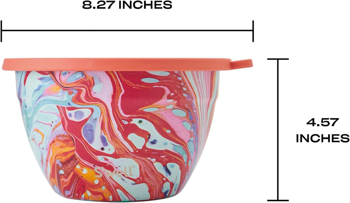 S'well Stainless Steel Salad Bowl Kit 64oz, Peacock Blue, Comes with 2oz Mini Canister and Removable Tray for Organization, Leakproof, Easy to Clean, Dishwasher Safe