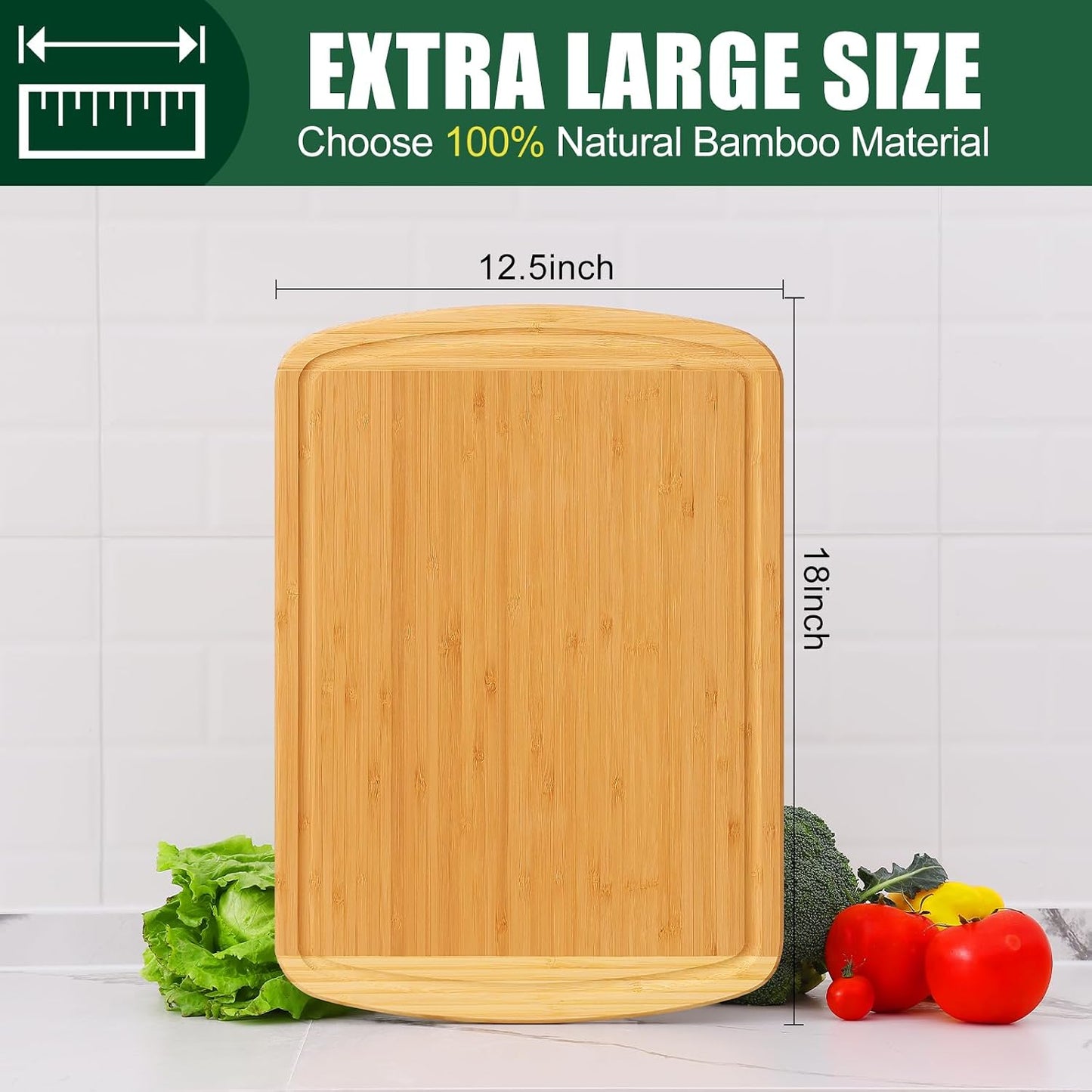 Homaxy Extra Large Bamboo Cutting Boards for Kitchen, 18x12.5" Wood XL Cutting Board with Juice Groove, Butcher Block Wooden Chopping Board for Kitchen, Meat, Cheese, Fruit & Vegetables - Pre Oiled