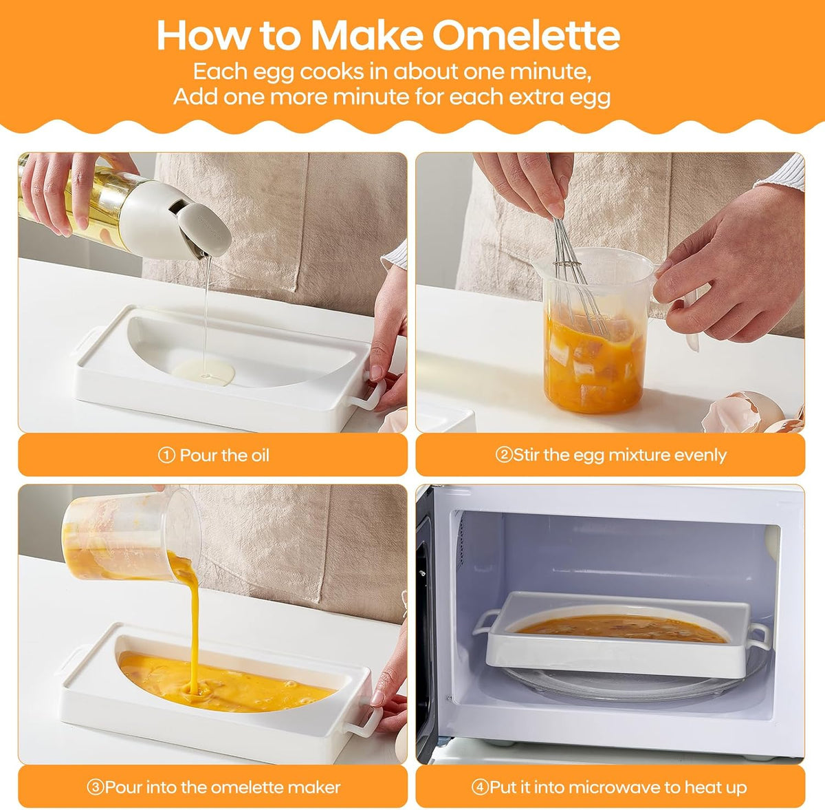 EliteVibe Ceramic Microwave Omelet Maker, BPA-Free Egg Cooker