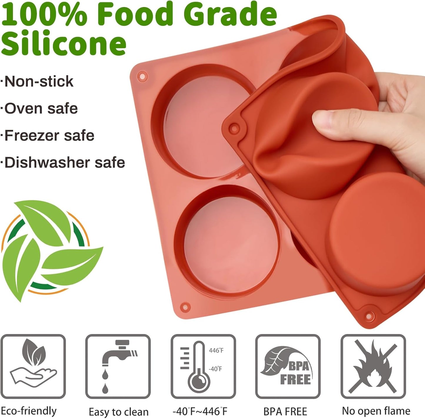 JOERSH 2-PK Air Fryer Egg Mold, 4 Cups Silicone Air Fryer Baking Pan Non-Stick for Egg Bites, Cupcake, Muffin, Tart, Frittata, Quiche