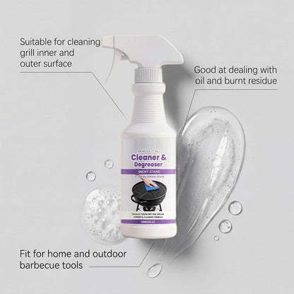 Grill Cleaner - 120ml Grill Grate Cleaner | Professional Degreaser Spray, Versatile Indoor Outdoor No Scrub Gentle Degreaser For Burnt Food Grease Grime Removal Grates Racks Pellet Burners
