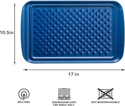LEHAHA Grilling Prep and Serve Trays, BBQ Serving Platter, Melamine Serving Trays for Food, Set of 2, Great Gift for Father's Day, BBQ Lovers, Prefect for Chrismas Festival and Everyday use.