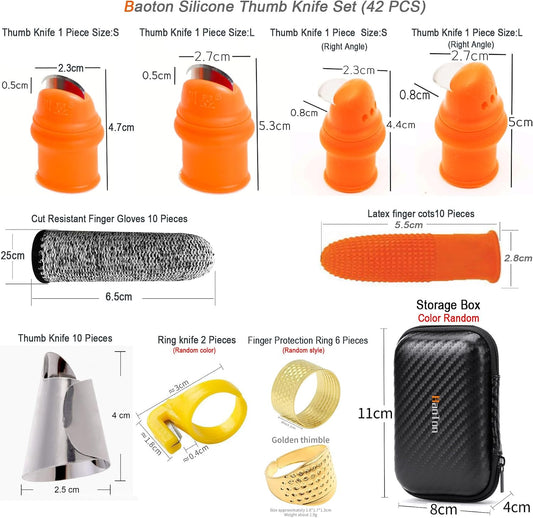 42Pcs Silicone Gardening Thumb Knife Ring Cutter Anti-Cut Finger Cover Cots