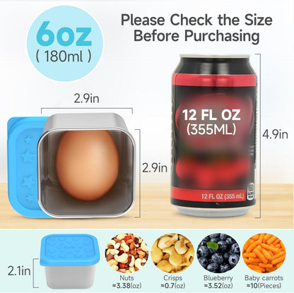 SOPHICO Stainless Steel Snack Containers for Kids, 8 oz Small Food Storage Container 1 Cup with Silicone Lid - Perfect 304 Metal Toddler Lunch Box for Daycare and School, Leak Proof (MIX, 4 PACK)