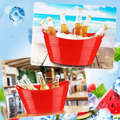 Patelai 6 Pcs Ice Buckets Bulk, Plastic Ice Buckets with Handles, Oval Storage Tub, Large Capacity Drink Tub for Party Bar Wine Beer Champagne Beverage Bottle Cooler(4.5 Liter,Clear)