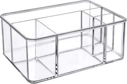 Amazing Abby - Felicia - Plastic Flatware Organizer, 5-Compartment Utensil Holder, Paper Plate Holder, Cutlery and Silverware Storage for Countertop, Perfect Storage Solution for Home and Restaurant