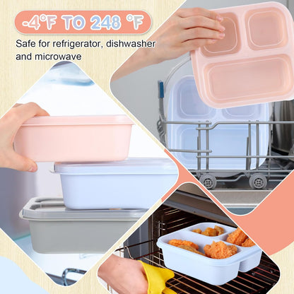 Honeydak 5 Pack Snack Containers 3 Compartment Bento Snack Boxes Divided Meal Prep Containers with Lids Reusable Adults Lunch Food Storage Box for School Work Travel(Elderberry)