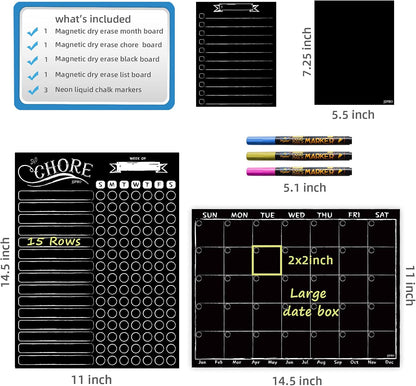 JJPRO Magnetic Dry Erase Menu and Chore Chart Blackboard for Fridge-Weekly Meal Planner Chalkboard,Behavior Chart Chalkboard for Multiple Kids with Notepad Blackboard