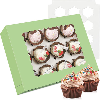 3-Set Cupcake Boxes Bulk with Clear Display Window Hold 12 Standard Cupcakes, Disposable Food Grade White Cupcake Carrier Cupcake Container, Perfect for Cupcakes Muffins Cookies Pastries