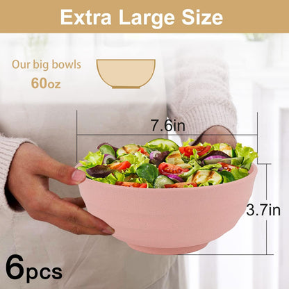 Wheat Straw Bowl Sets,8 PCS Unbreakable Cereal Bowl 26 OZ,Microwave and Dishwasher Safe Bowls,Bowl Sets for Camping and Picnic BPA Free Colorful Salad Bowls for Serving Soup,Oatmeal and Fruit Etc…