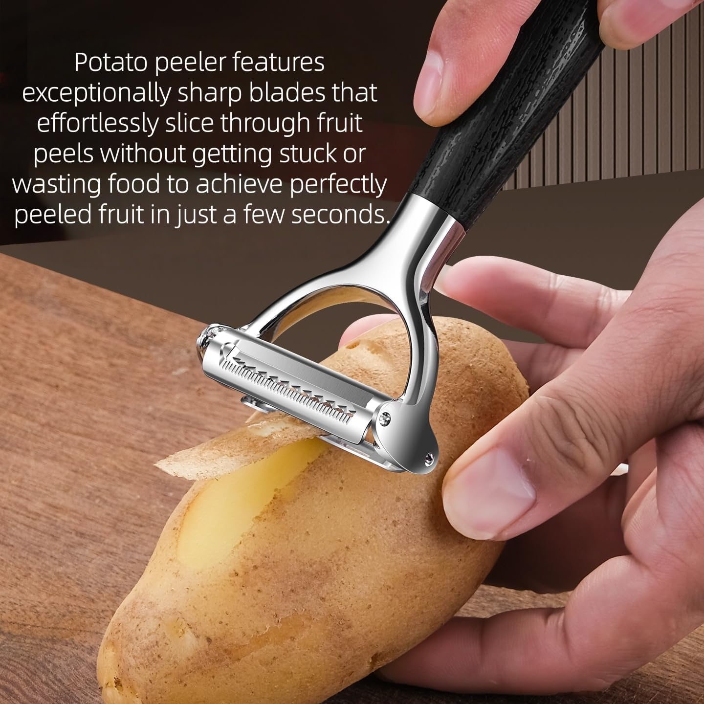 2-in-1 Serrated Julienne Peeler Vegetable Peeler | veggie peeler stainless steel blades are very durable and sharp for harder fruits and vegetables，Essential Kitchen Tool