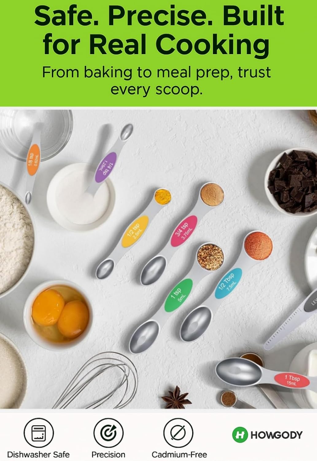 Magnetic Measuring Cups and Spoons Set304 Stainless Steel Dual Scale Set of 15, Strong N52 Magnetic Nesting Design with Leveler, for Dry&Liquid Ingredients, Dishwasher Safe(Colorful)