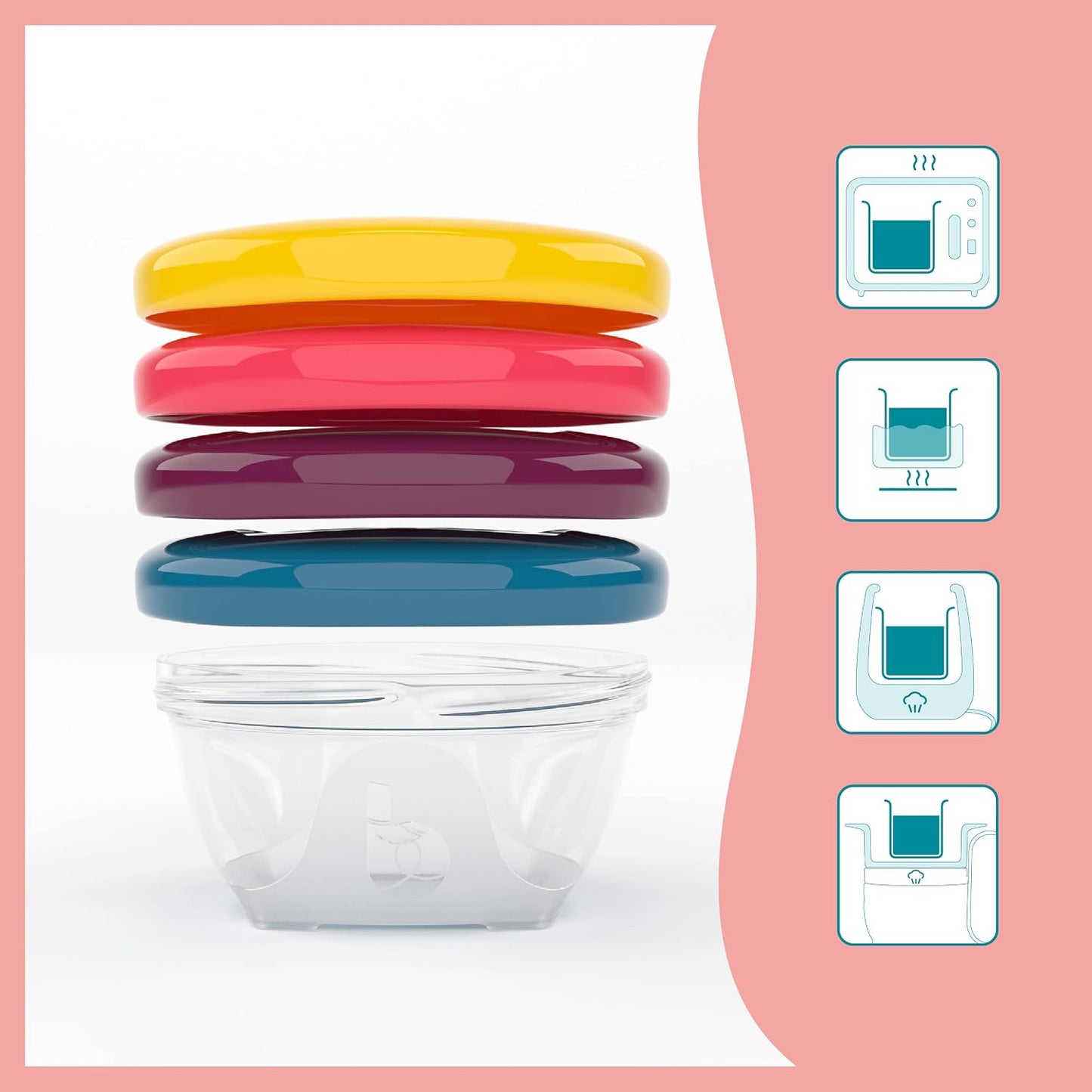 Babymoov Leak Proof Storage Bowls | BPA Free Containers With Lids, Ideal to Store Baby Food or Snacks for Toddlers (PICK YOUR SET SIZE)