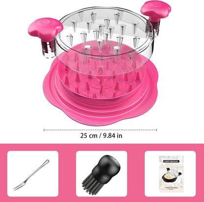 Chicken Shredder Tool Twist Large Meat Shredder with Brush&Fork, Black