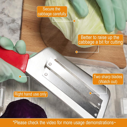 2026 Upgrade Cabbage Shredder for Coleslaw, Stainless Steel Cabbage Slicer Shredder,Stainless Steel Dual Blade Julienne Cutter, Kitchen Lettuce Knife