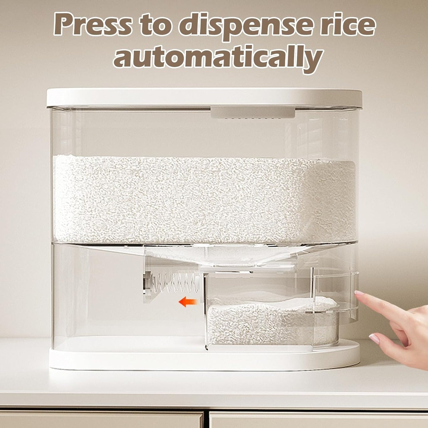 SYNCVIBE Large Rice Dispenser 22-25Lbs, Cereal Dispenser Rice Container Food Storage Container with Measuring Cup, Cereal Containers Storage Kitchen Storage Household Moisture Proof Holder, Black