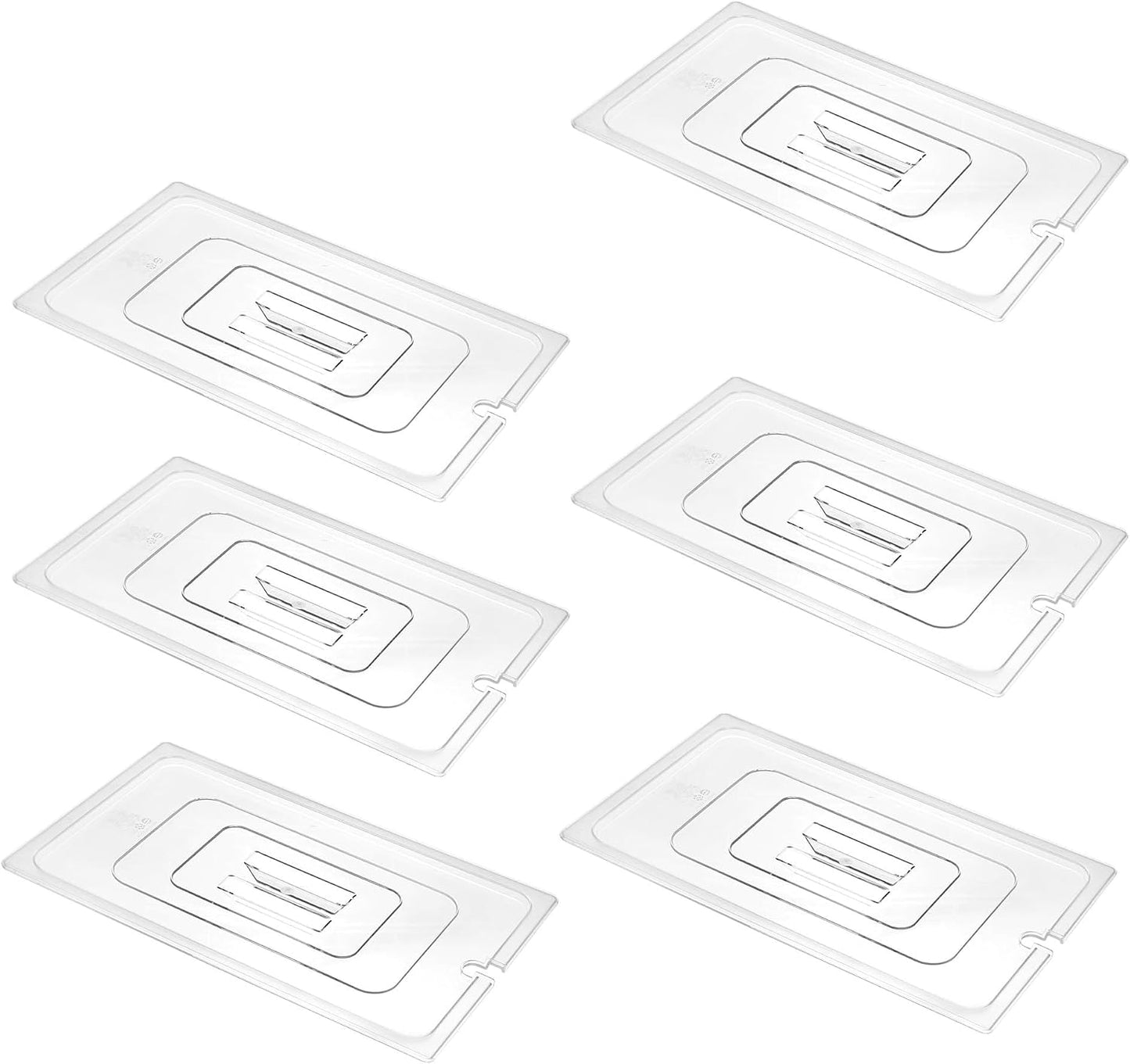 6-Pack Clear Polycarbonate Handled Lids for 1/6 Size NSF Food Pans