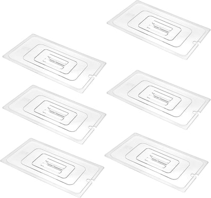 6-Pack Clear Polycarbonate Handled Lids for 1/6 Size NSF Food Pans