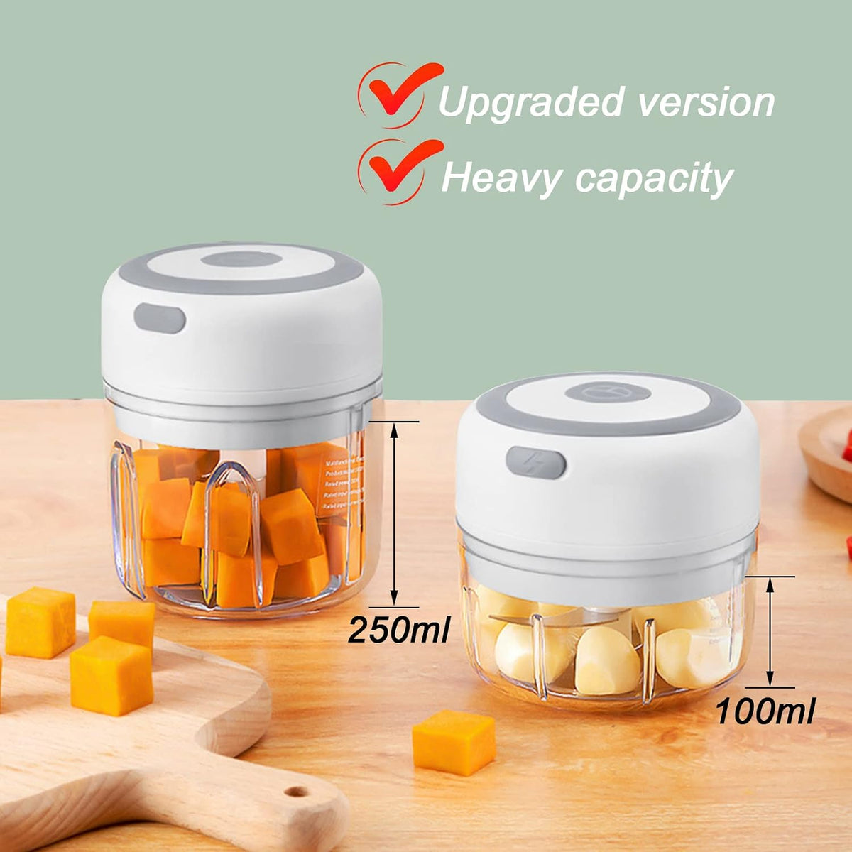 Electric Mini Garlic Mincer, 100ML USB Vegetable Onion Chopper
