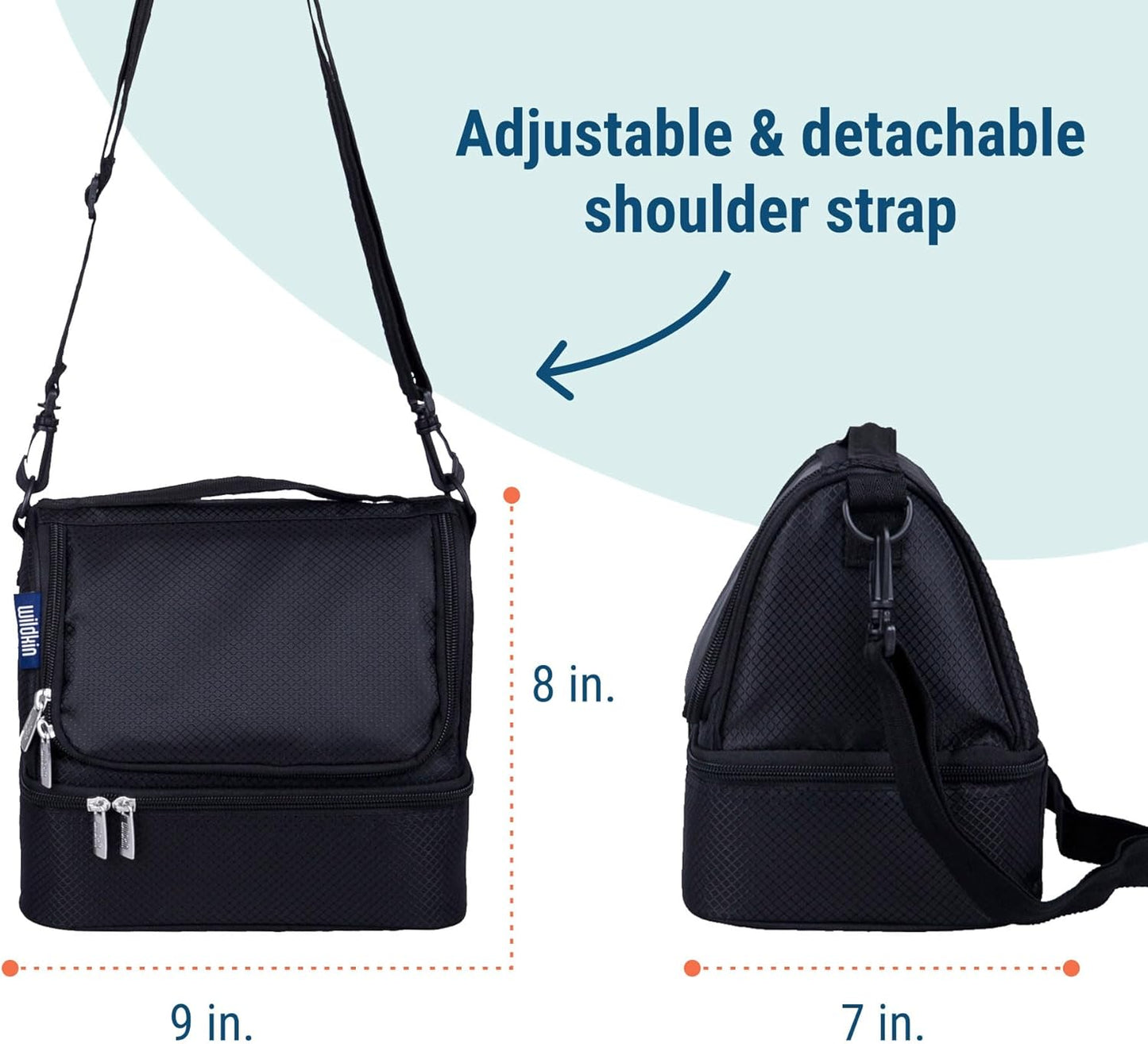 Wildkin Kids Two Compartment Insulated Lunch Bag – Keeps Food Hot or Cold, Easy-Clean Lining, Leak-Resistant & BPA-Free – Boys & Girls, Ideal for School, Travel & Daycare – Jurassic Dinosaurs