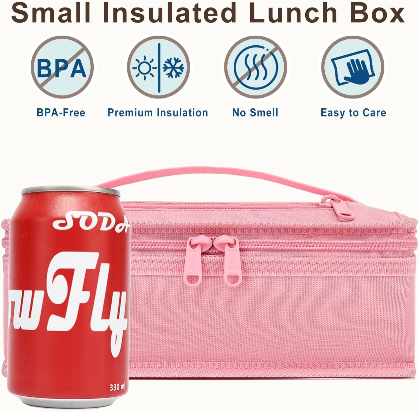 FlowFly Small Insulated Lunch box Portable Soft Bag Mini Cooler Thermal Meal Tote Kit with Handle for Work & School, Black