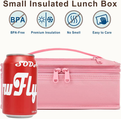 FlowFly Small Insulated Lunch box Portable Soft Bag Mini Cooler Thermal Meal Tote Kit with Handle for Work & School, Black