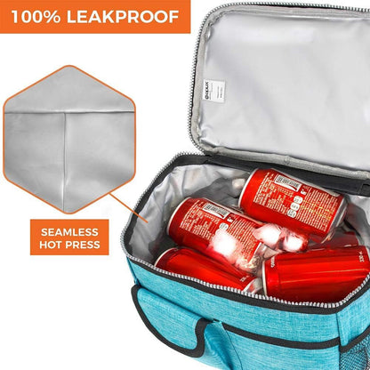 opux Insulated Lunch Bag Women Men, Dual Compartment Leakproof Lunch Box Adults Kids, Double Decker Meal Prep Bento Lunch Cooler Tote with Shoulder Strap for Work Office School Travel, Floral Purple