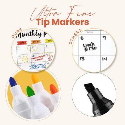 Calendar Whiteboard for Fridge - Weekly Magnetic Calendar for Refrigerator - Weekly Planner Fridge, Erasers, Markers & Note Pads - Chore Whiteboard (White)