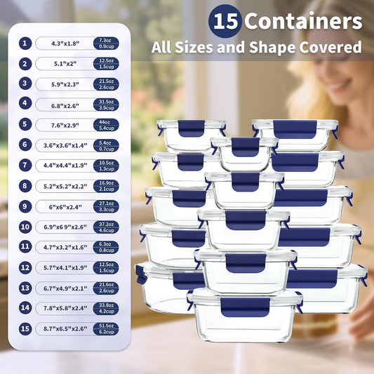 GENICOOK Glass Food Storage Containers With Glass Lids Bento Box Set Lunch Box Eco Friendly Meal Prep Containers Airtight – Plastic Free, Silicon Sleeve Bpa Free 4.4cup/ 5 * 1050ml
