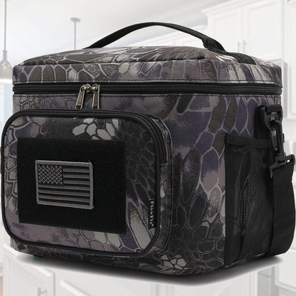 FlowFly Lunch Bag, Insulated Cooler, Thermal Lunch Box Tote with MOLLE/PALS Webbing, Adjustable Padded Shoulder Strap, for Tactical Men Women Adults and Boys Girls Kids (Cyan, Medium)