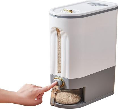 Gagee 11 Lbs Rice Dispenser, Clear | Grain Container Storage, With Lid, Measuring Cylinder, Moisture Proof, Household Cereal Dispenser Bucket