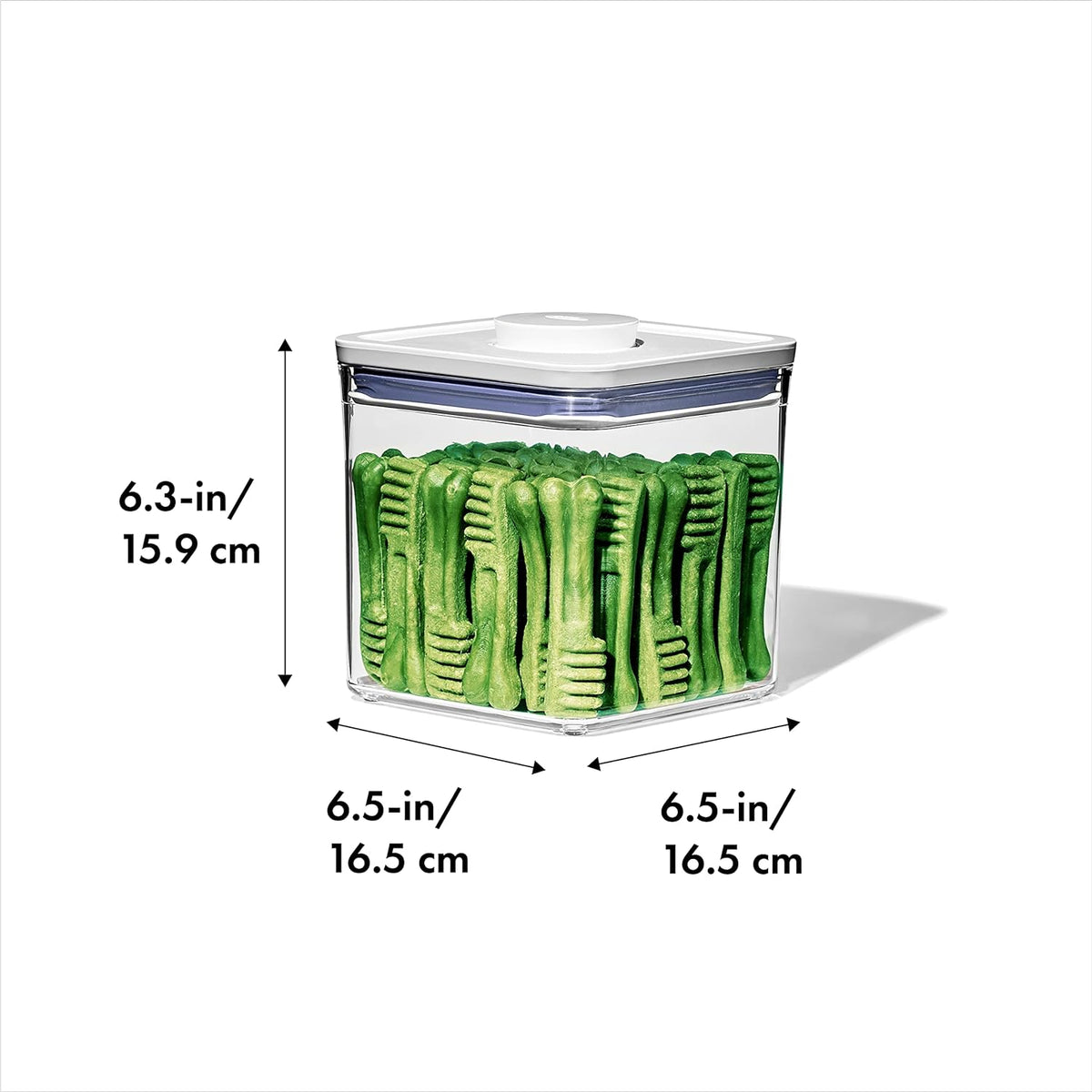 OXO Good Grips Pet POP Container – 6.0 Qt/5.7 L with Half Scoop, Ideal for up to 6.5lbs of Dog Food or 4.5lbs of Cat Food, Airtight Dog and Cat Food Storage Container, BPA Free, Clear