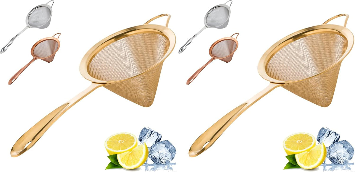 A Bar Above Fine Mesh Cocktail Strainer, 304 Conical Sieve, Silver Finish