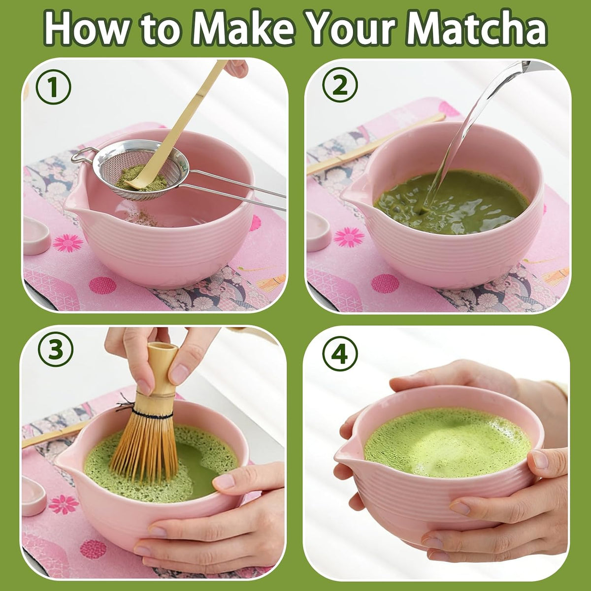 Matcha Whisk, Handcrafted Bamboo Whisk for Matcha Powder (Yellow)