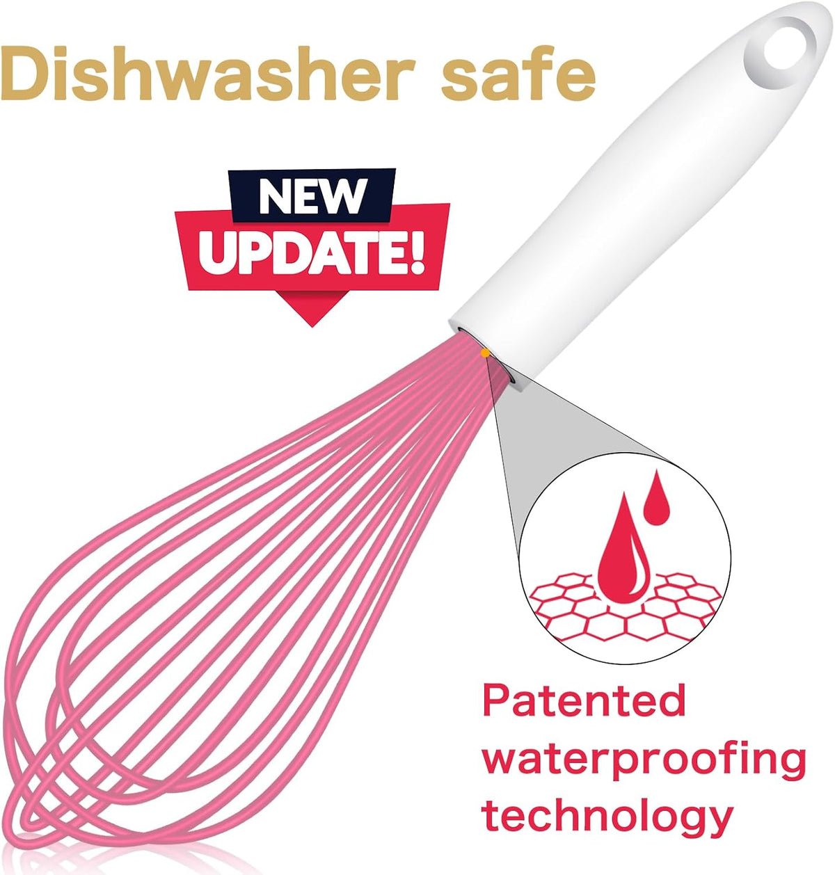 OYV Dishwasher Safe Silicone Whisk, Sealed Waterproof Design Set of 3, Professional Kitchen Whisks for Cooking Non-Scratch, Silicone & Stainless Steel Whisk, Heat Resistant Balloon Egg Beater, Black