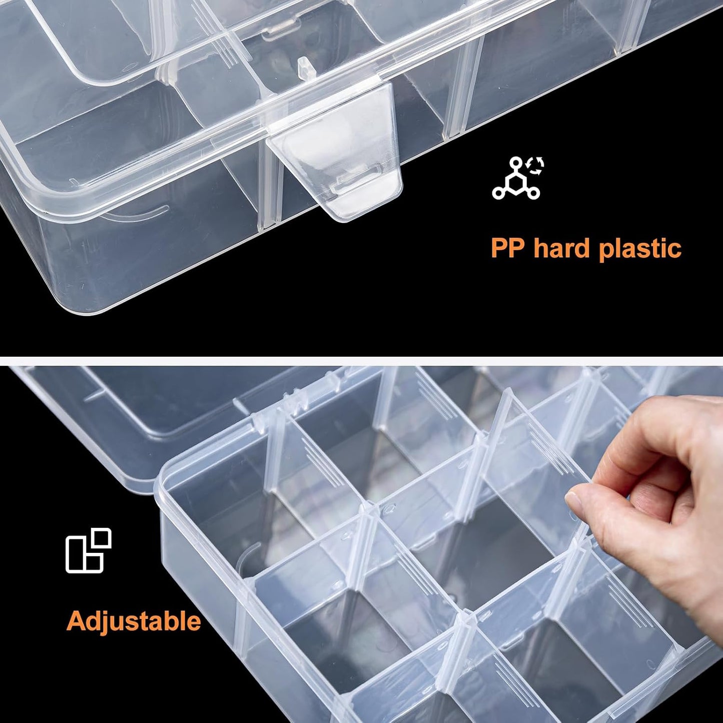Gospire 15 Large Grids Clear Plastic Jewelry Box Organizer Storage Container with Removable Dividers (15 Grids - Clear)