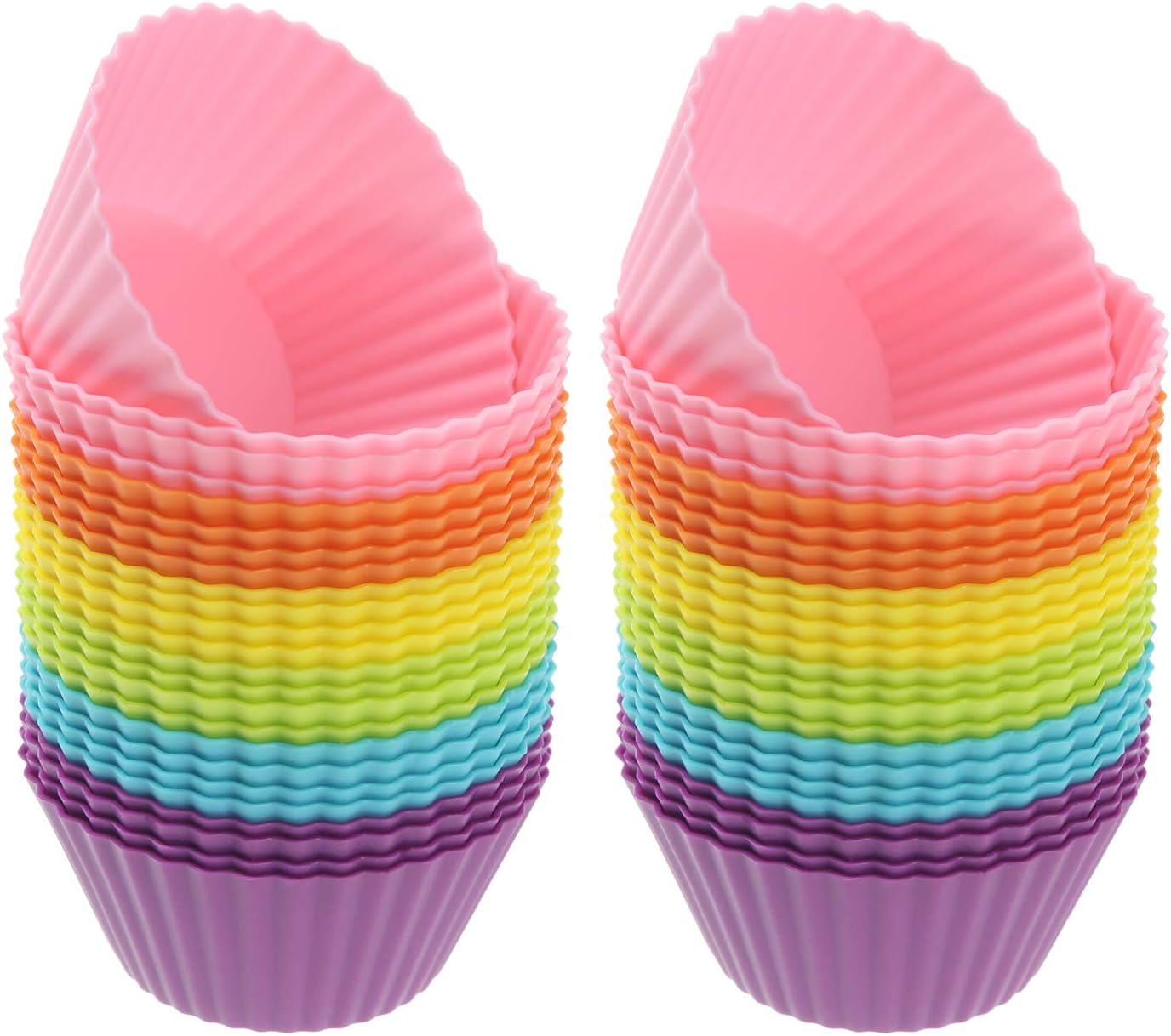 Freshware Cupcake Liners, Pack of 12 Silicone Muffin Cups, Baking Cups, Reusable & Non-stick Cupcake Liners for Party Halloween Christmas, Round