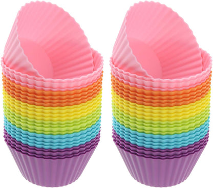 Freshware Cupcake Liners, Pack of 12 Silicone Muffin Cups, Baking Cups, Reusable & Non-stick Cupcake Liners for Party Halloween Christmas, Round